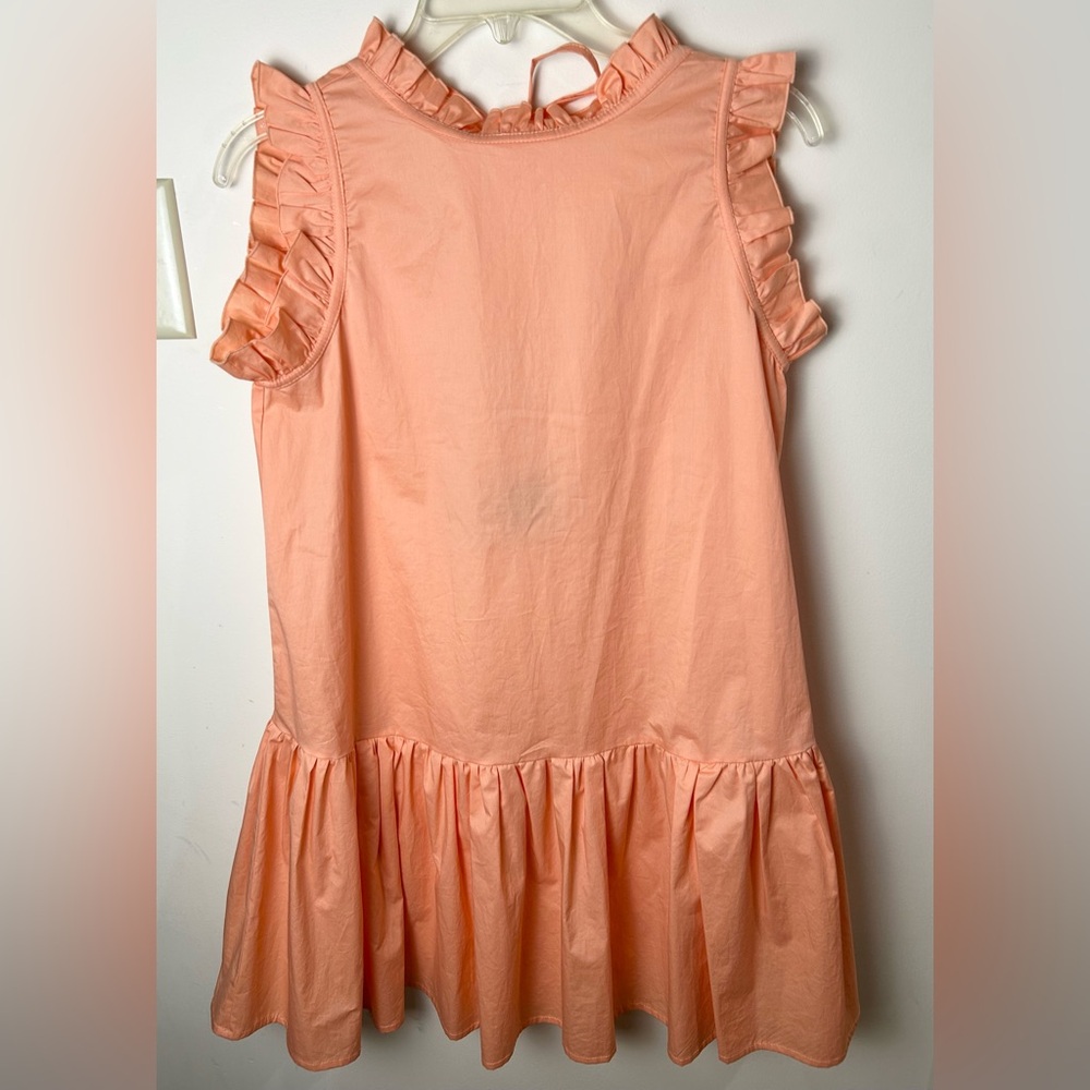 MONICA NERA Angela Mini Dress Peach M‎ Ruffled Tiered Plunge Back Cotton READ